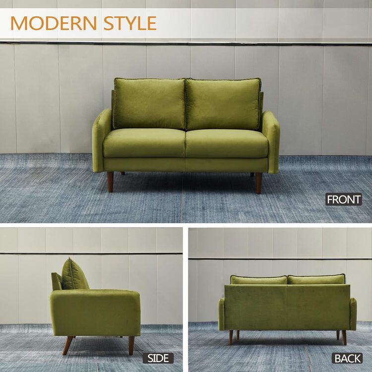 Modern Velvet Sofa with Wooden Legs - Living Room Couch - Image 4