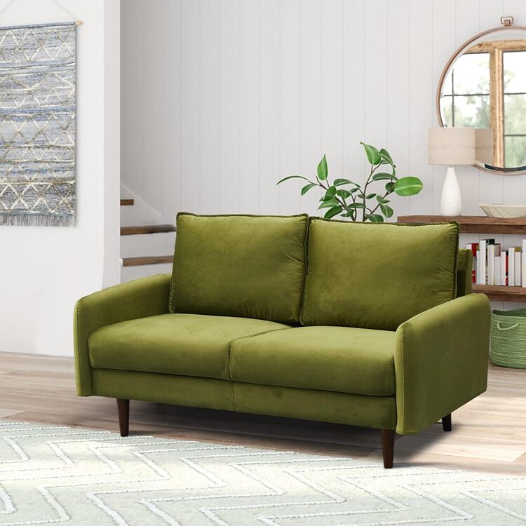 Modern Velvet Sofa with Wooden Legs - Living Room Couch - Image 6