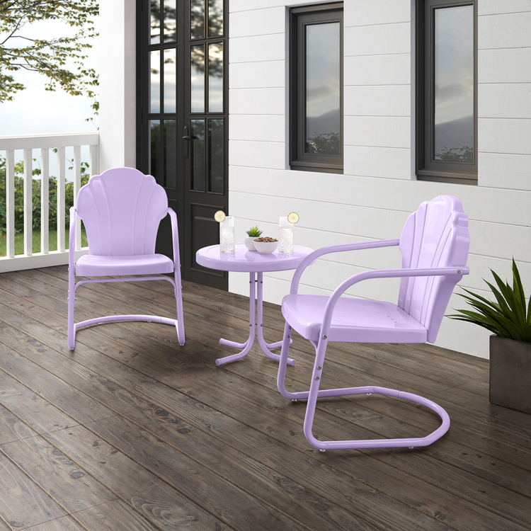 Retro Patio Set Crosley Tulip 3Pc Lavender Gloss - Side Table & 2 ...