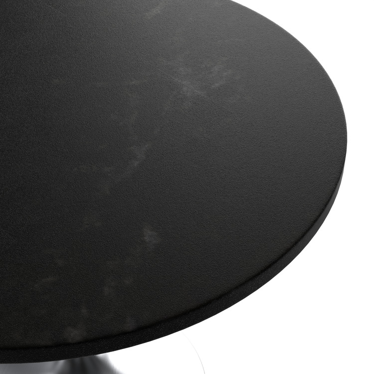LeisureMod Verve Collection 36" Round Dining Table, Brushed Chrome Base with Black MDF Top - Image 4