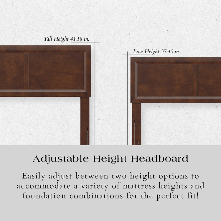 AFI, Sophia Adjustable Modern Full Wood Headboard, Walnut - Image 11