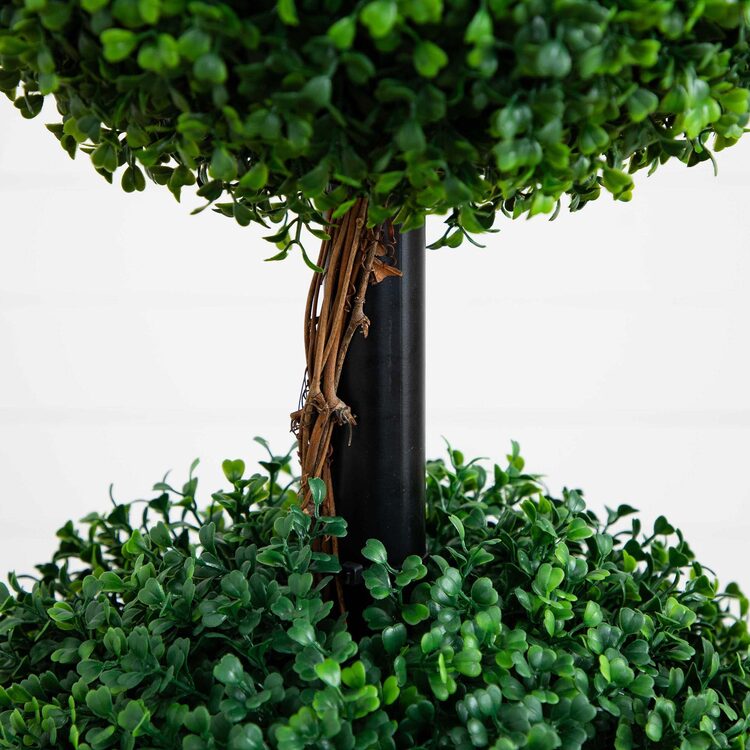 Nearly Natural 5ft. Artificial Triple Ball Boxwood Topiary Tree (Indoor/Outdoor) - Image 4