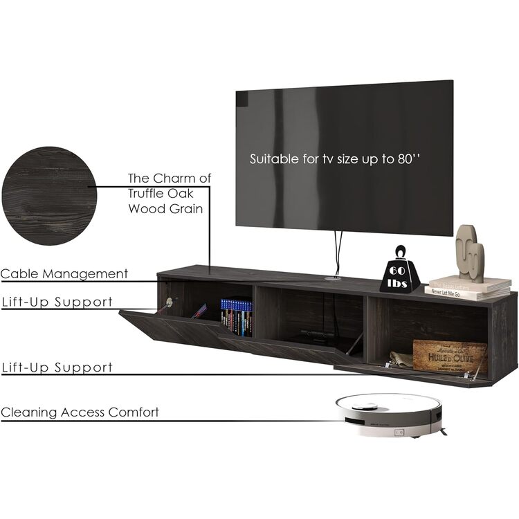 Atelier Mobili Floating TV Stand - Modern Wall Mounted Entertainment Center - Image 5