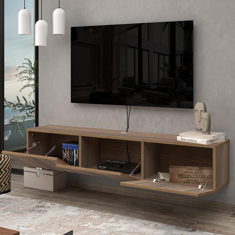 Atelier Mobili Floating TV Stand - Modern Walnut Entertainment Center - Image 3