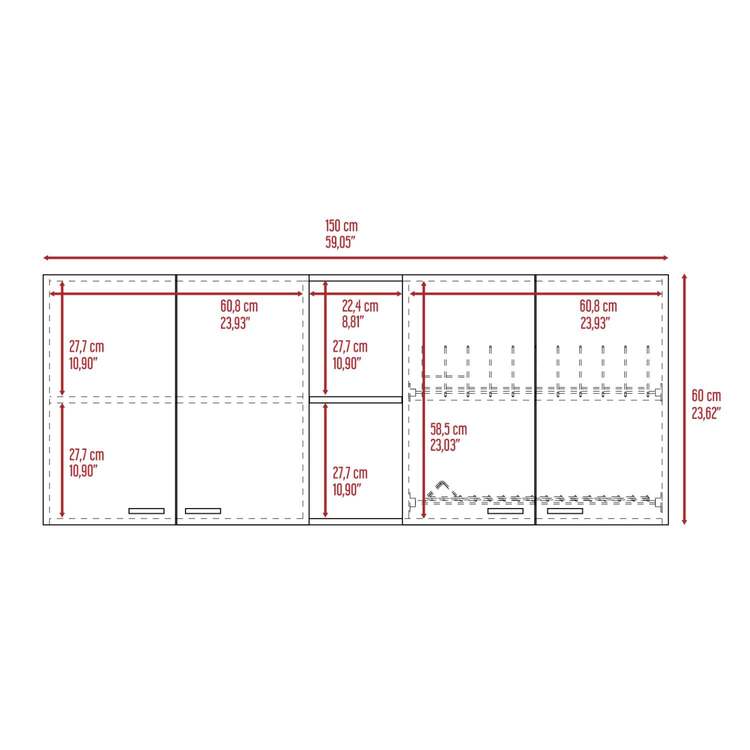 TUHOME portofino 150 four-door wall cabinet white - Image 3