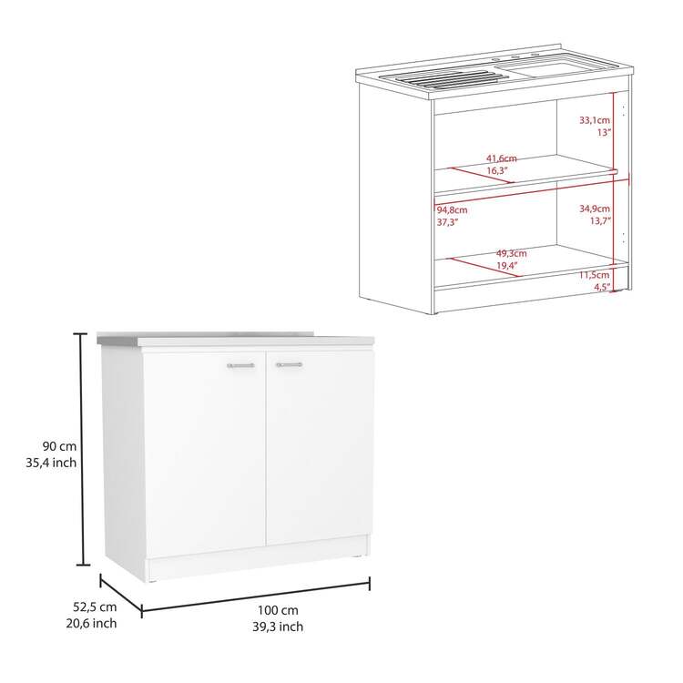 TUHOME Utility Sink with Cabinet - Napoles White Wash Basin - Image 3