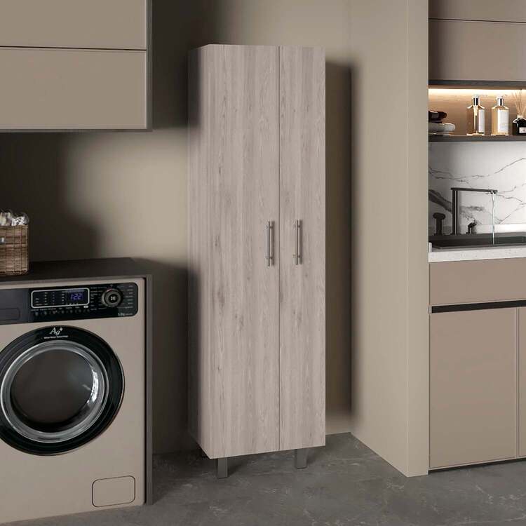 FM FURNITURE Norway Broom Closet Pantry, Five Shelves, Double Door Cabinet, Four Legs - Image 3