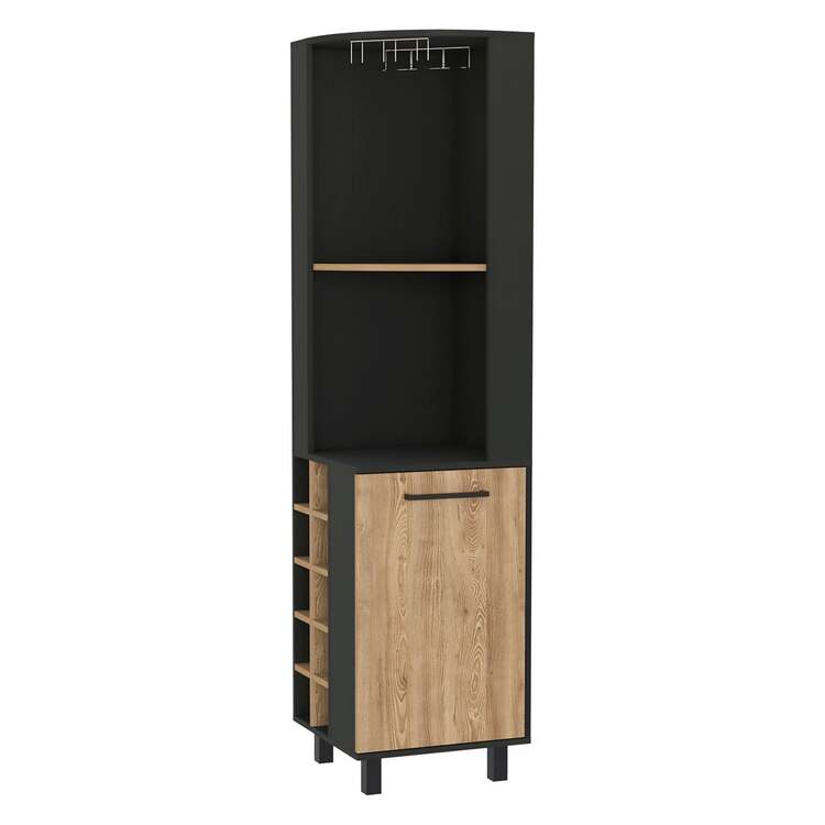 FM FURNITURE Leah Corner Bar Cabinet, Two Shelves, Ten Built-in Wine Rack, Single Door Cabinet, Two Interior Shelves - Image 2