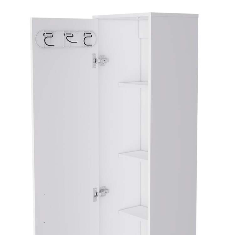 FM FURNITURE Lawen Tall Storage Cabinet, Single Door, 3 Broom Hangers - Image 6