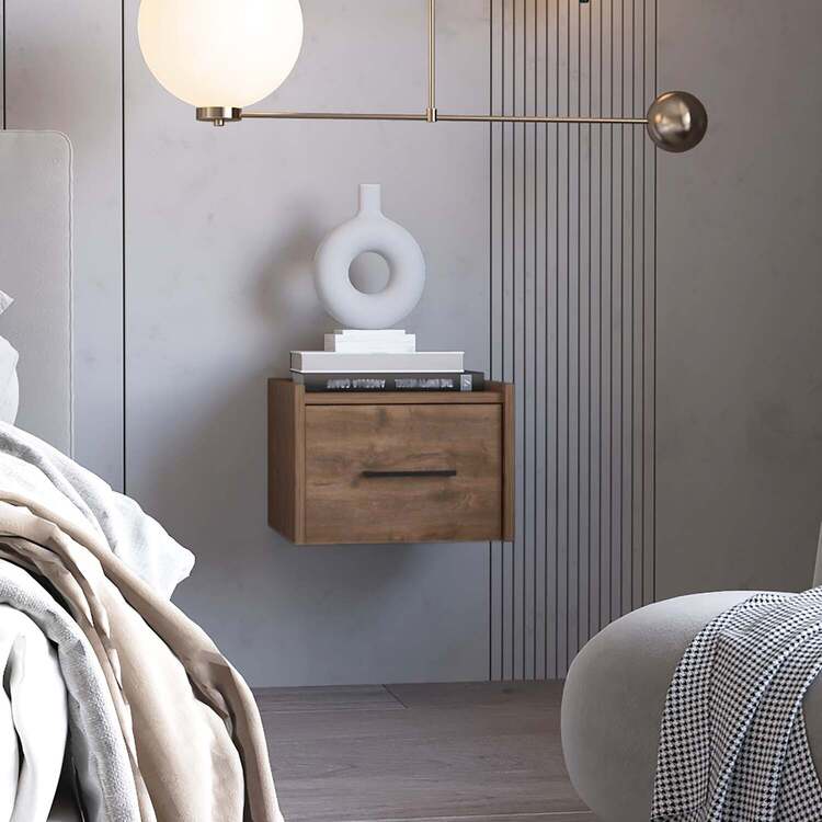 Wall-Mounted Single-Drawer Nightstand