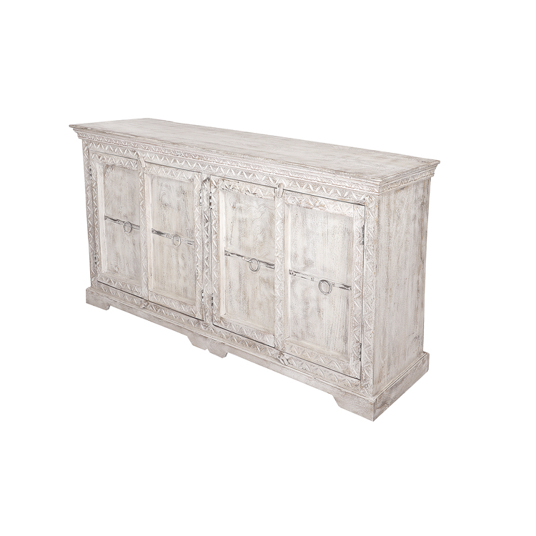ASHLUXE 4 Door White Antique Credenza - OJCommerce.com