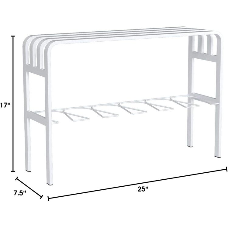 High Rack Storage Proman Proman Products Horizon White Door Entryway Metal Shoes Rack, Bench ...
