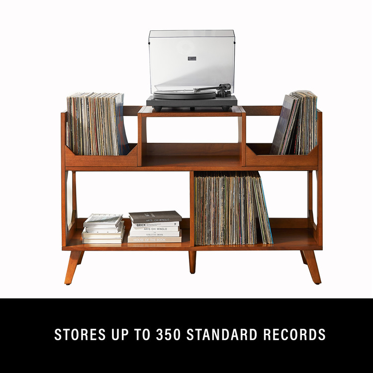 Large Record Storage Console with Turntable Stand and Vinyl Shelving - Image 3