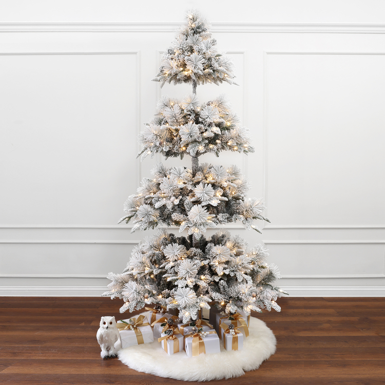 Luxen Home Flocked Christmas Tree - 7.5ft Pre-Lit Pine Tree - Image 6