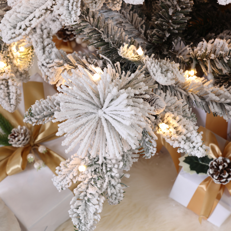 Luxen Home Flocked Christmas Tree - 7.5ft Pre-Lit Pine Tree - Image 7