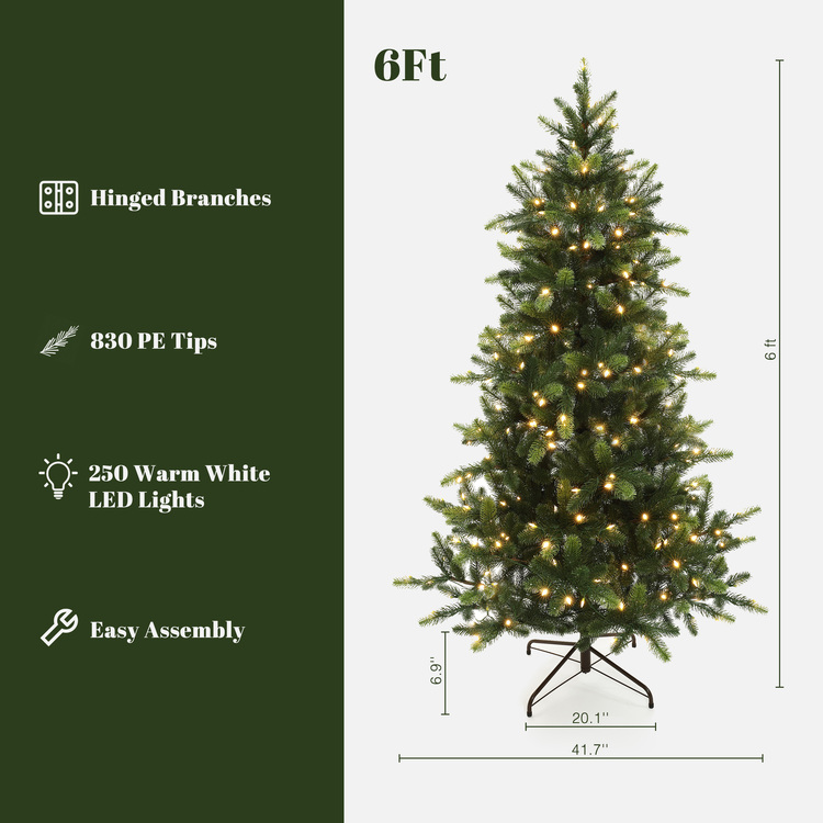 Luxen Home 6ft Pre-Lit Christmas Tree - Full Fir, Holiday Decor - Image 6