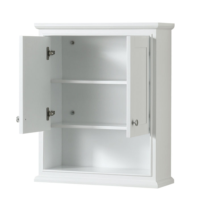 Wyndham Collection Deborah Over-the-Toilet Bathroom Wall-Mounted Storage Cabinet in White with Polished Chrome Trim - Image 2
