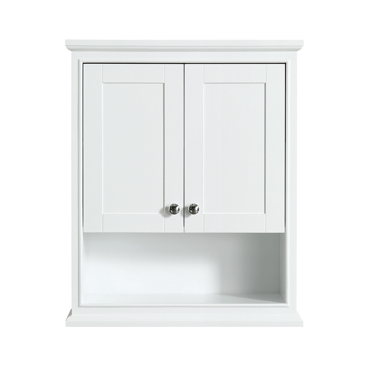 Wyndham Collection Deborah Over-the-Toilet Bathroom Wall-Mounted Storage Cabinet in White with Polished Chrome Trim - Image 3