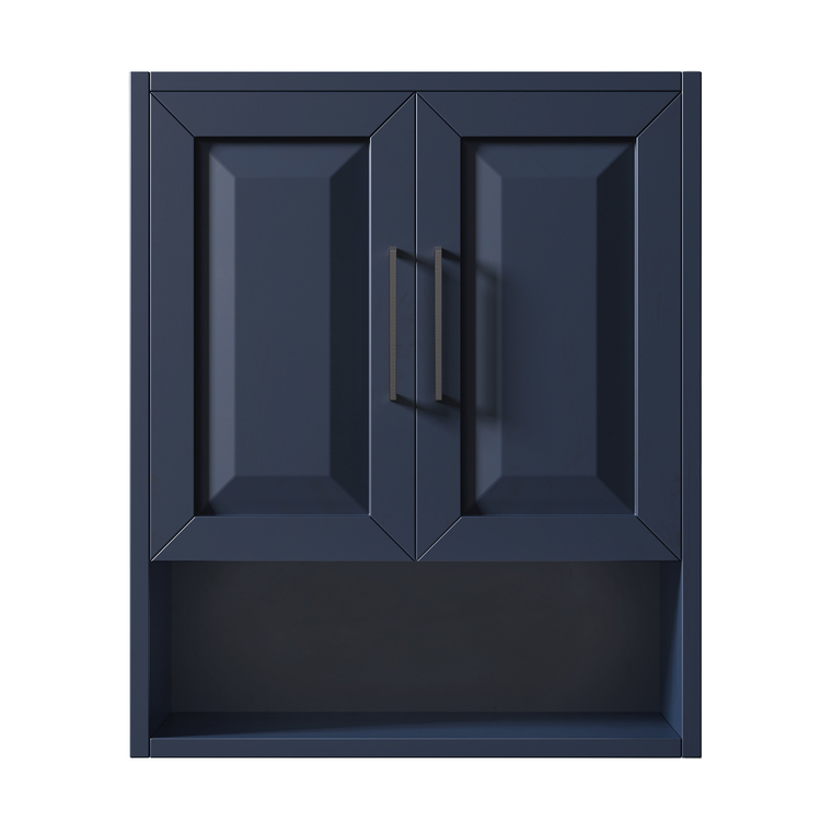 Wyndham Collection Daria Over-the-Toilet Bathroom Wall-Mounted Storage Cabinet in Dark Blue with Matte Black Trim - Image 3