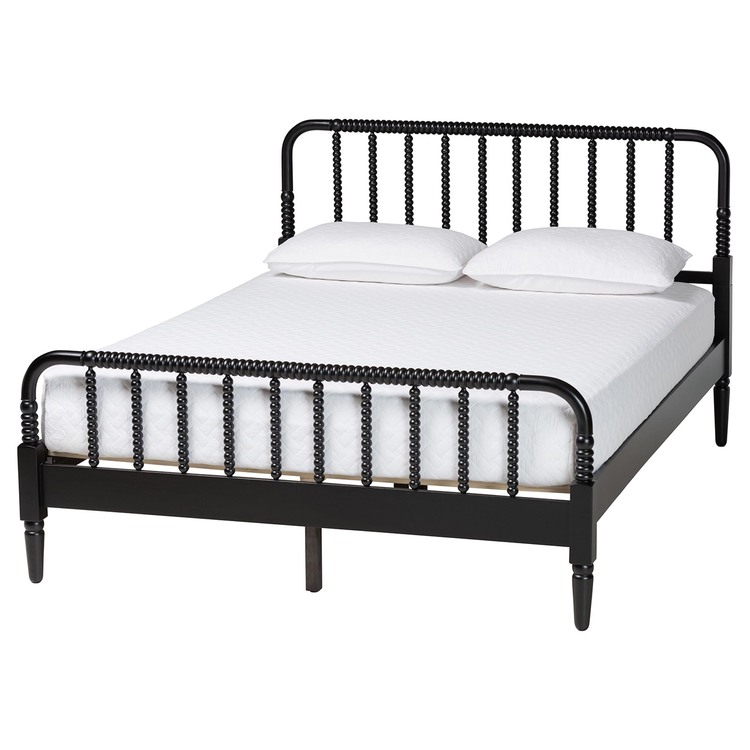 Baxton Studio Braith Farmhouse Black Spindle Wood Queen Size Platform Bed image - 1