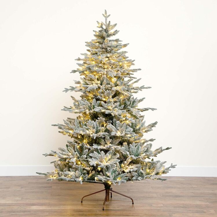 Nearly Natural 7ft. Pre-Lit Artificial Fraser Fir Flocked Christmas Tree with Instant Connect Technology and 400 Warm White LED Lights - Image 12