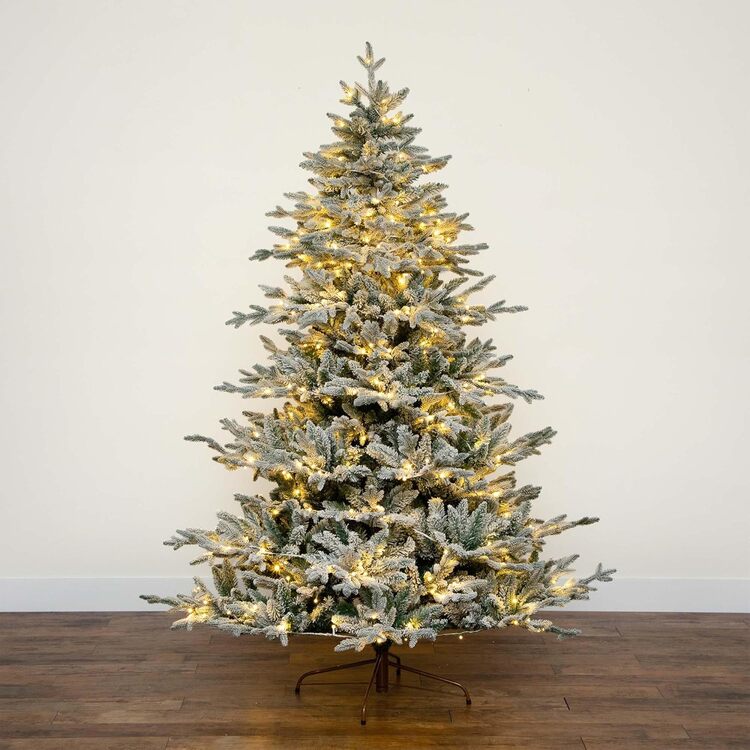 Nearly Natural 7ft. Pre-Lit Artificial Fraser Fir Flocked Christmas Tree with Instant Connect Technology and 400 Warm White LED Lights - Image 14