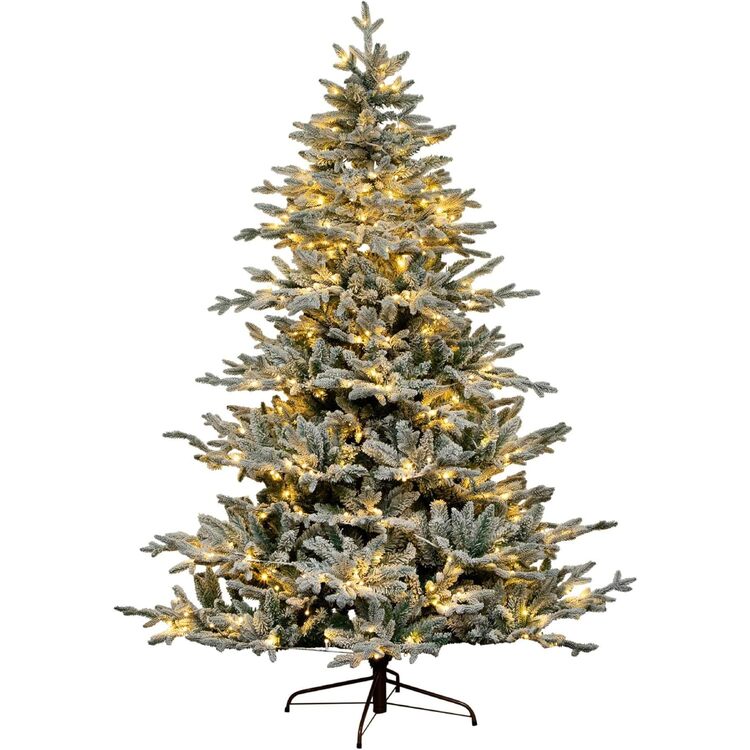 Nearly Natural 7ft. Pre-Lit Artificial Fraser Fir Flocked Christmas Tree with Instant Connect Technology and 400 Warm White LED Lights - Image 3