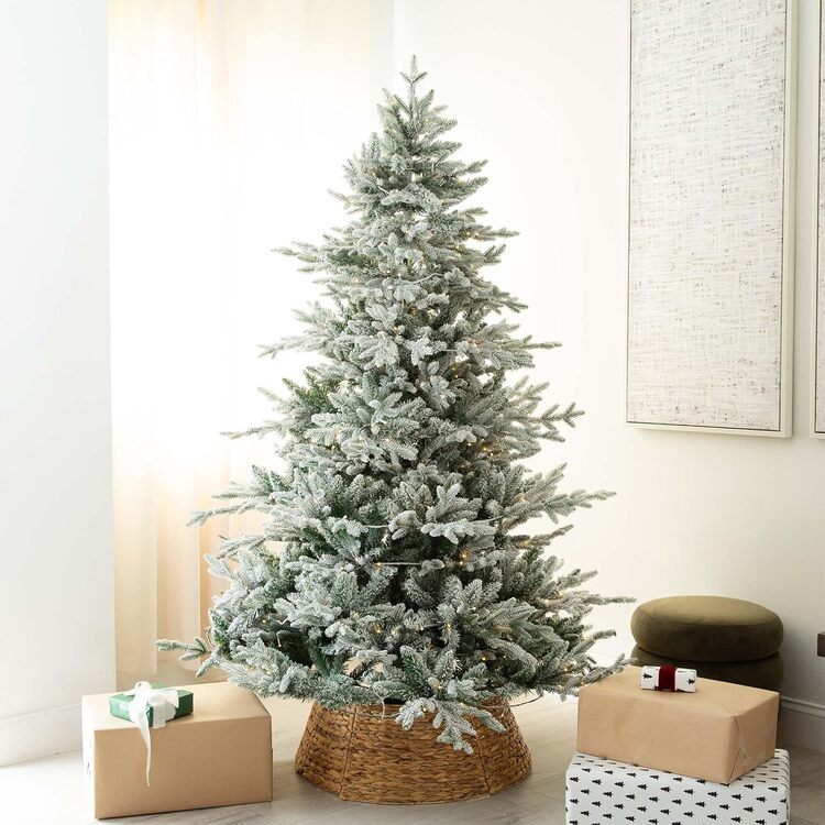 Nearly Natural 7ft. Pre-Lit Artificial Fraser Fir Flocked Christmas Tree with Instant Connect Technology and 400 Warm White LED Lights - Image 9
