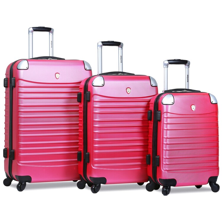 Dejuno Impact Hardside 3-Piece Spinner Luggage Set,Pink