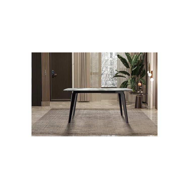 LeisureMod Krevor Series Modern Dining Table Silver Base, With 71 Light ...