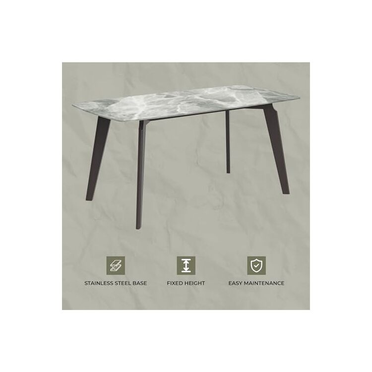 LeisureMod Krevor Series Modern Dining Table Silver Base, With 71 Light ...