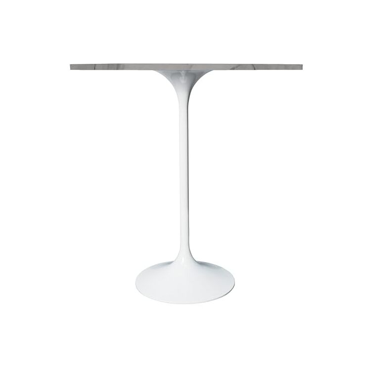 LeisureMod Verve Collection Modern Bar Height Table White Base with 36 ...
