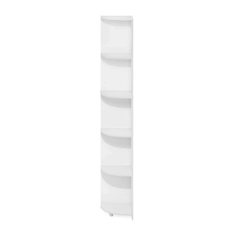 Furinno Econ 5-Tier Corner Shelf Bookcase, Bookshelf, White - Image 3