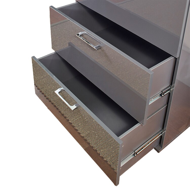 BenJara Eli 48 Inch Tall Dresser Chest, 4 Big Storage Drawers, Glossy Gray  Finish - OJCommerce.com