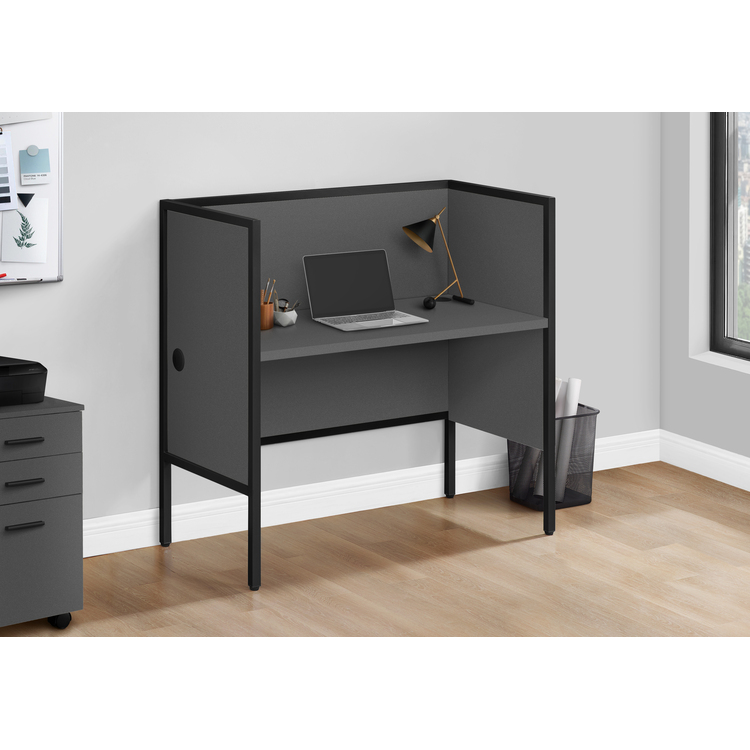 Monarch Specialties Office Cubicle, 48"l, Desk, Work, Commercial Grade, Grey Laminate, Black Metal, Contemporary, Modern - Image 2