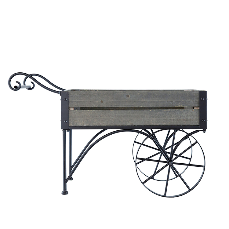 A&B Home Rustic Plant Stand Trolley Cart