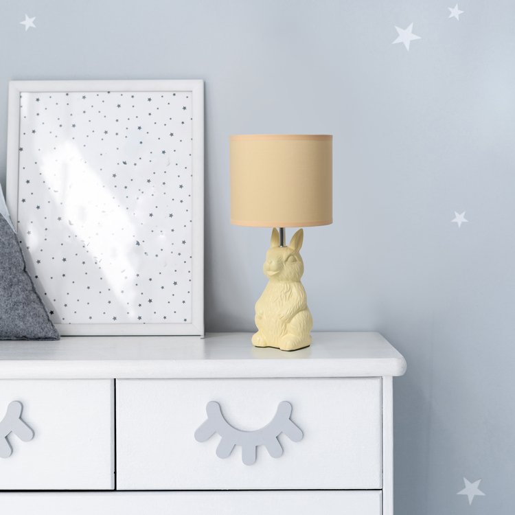 Simple Designs 16.33" Cute Wonders Whimsical Perched Bunny Rabbit Table Lamp for Home Decor, Kids Room, Yellow - Image 3