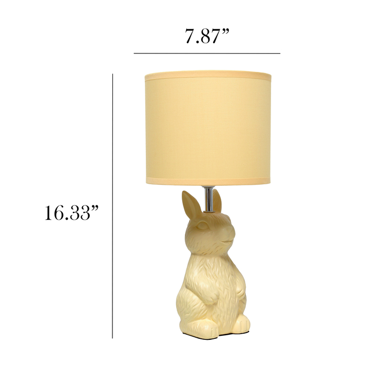Simple Designs 16.33" Cute Wonders Whimsical Perched Bunny Rabbit Table Lamp for Home Decor, Kids Room, Yellow - Image 5