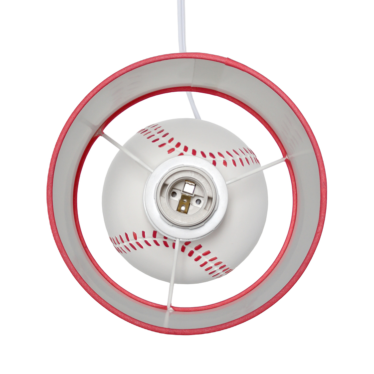 Simple Designs 10.7" SportsLite Mini Baseball Table Lamp for Kids Room, Mancave, White and Red - Image 12