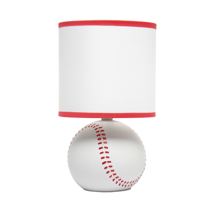 Simple Designs 10.7" SportsLite Mini Baseball Table Lamp for Kids Room, Mancave, White and Red - Image 7
