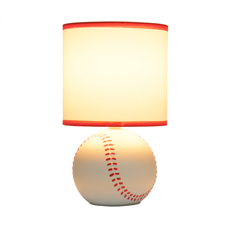 Simple Designs 10.7" SportsLite Mini Baseball Table Lamp for Kids Room, Mancave, White and Red - Image 8