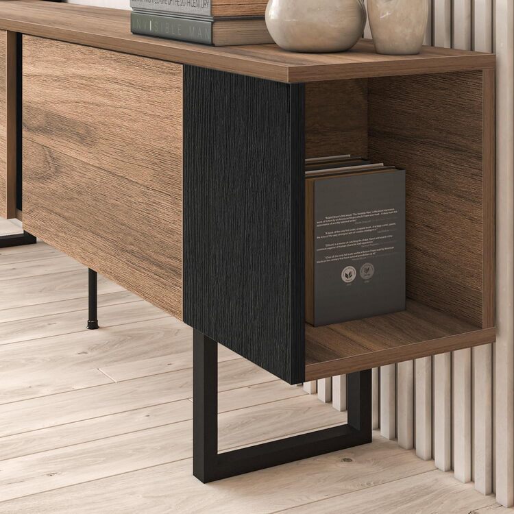 Atelier Mobili Mid Century Modern TV Stand - Walnut & Black Entertainment Center - Image 4