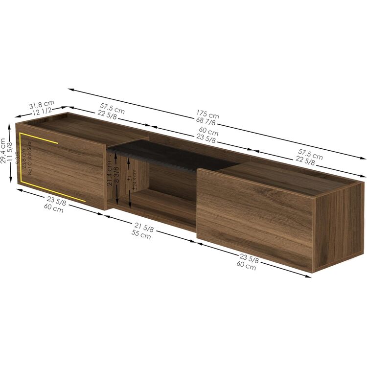 Atelier Mobili Modern Floating TV Stand - Walnut Media Console - Image 2