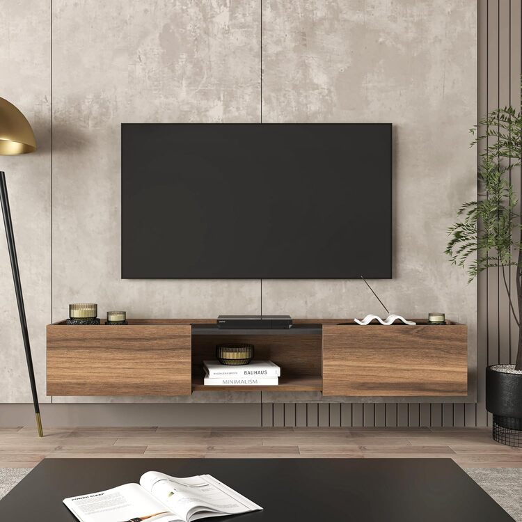 Atelier Mobili Modern Floating TV Stand - Walnut Media Console - Image 3