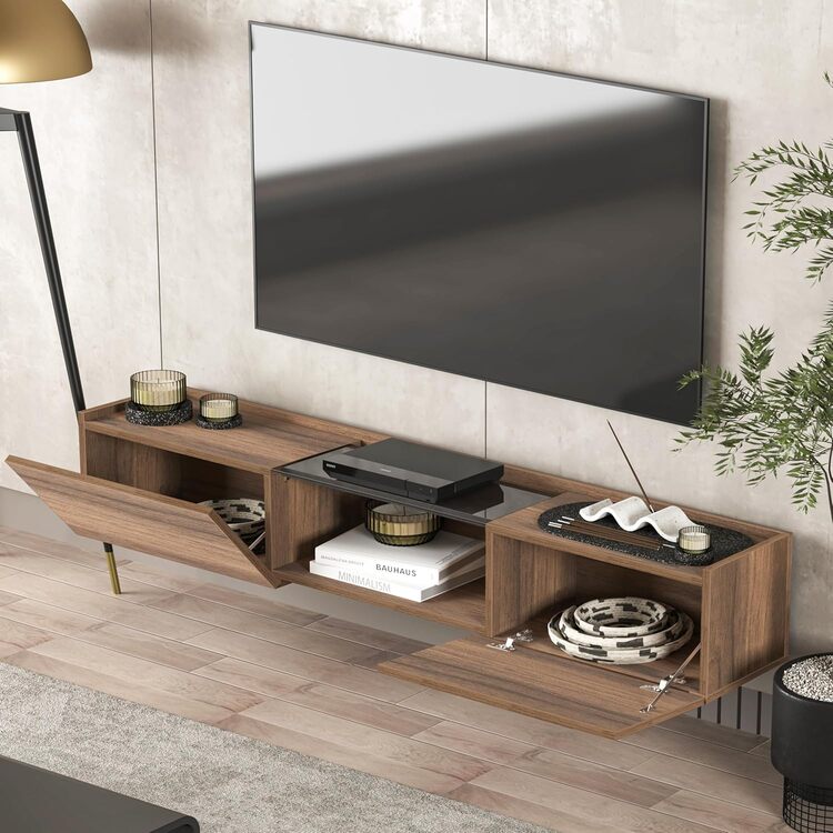 Atelier Mobili Modern Floating TV Stand - Walnut Media Console - Image 4