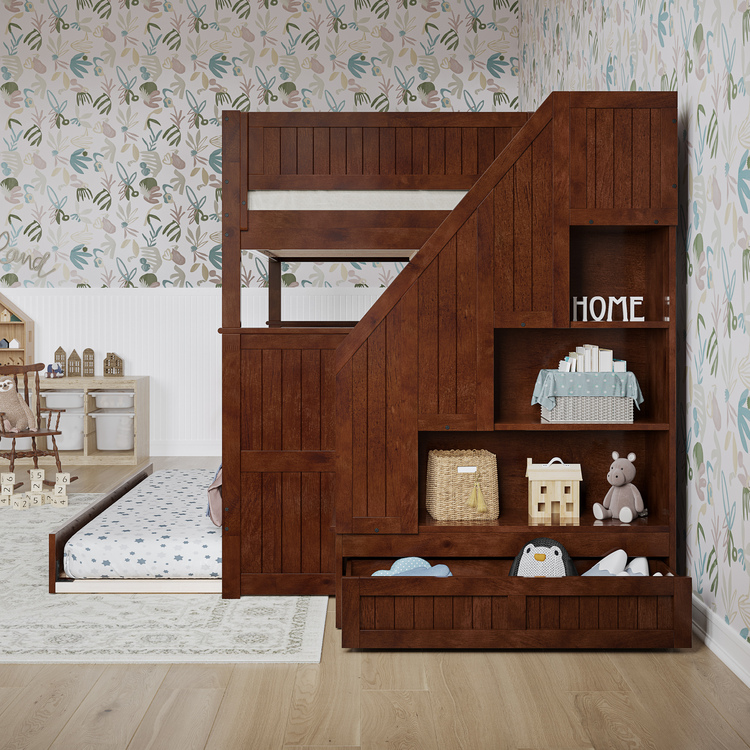 AFI, Dover Full over Full Staircase Bunk Bed with Storage Drawer & Twin ...