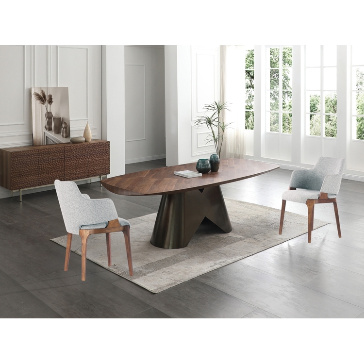 Casabianca Home Rocco Dining Table - Walnut & Bronze - Seats 10 ...