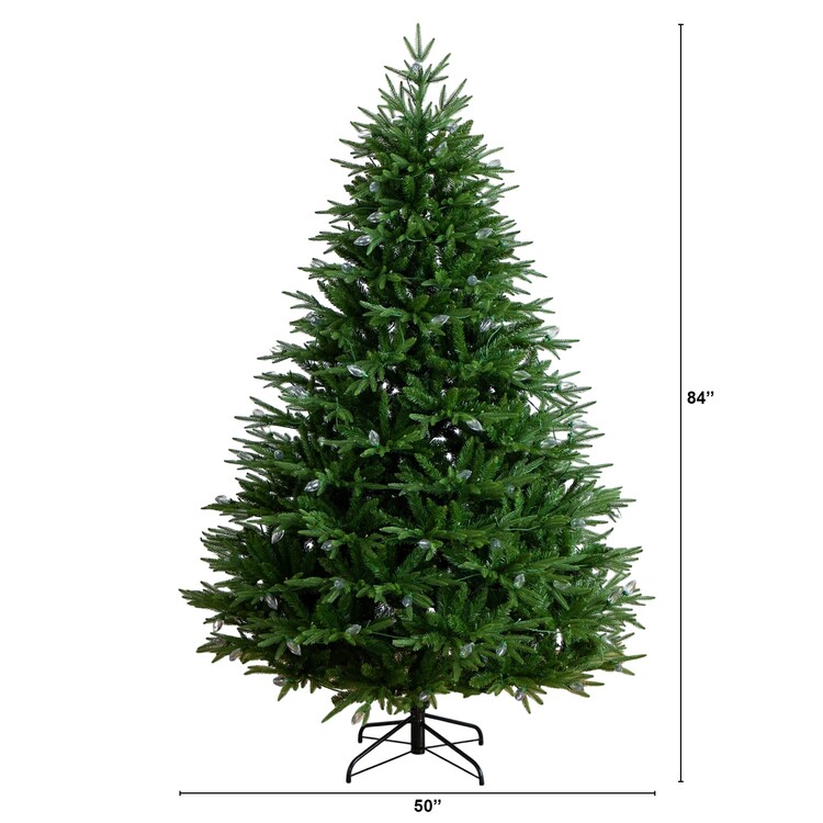 Nearly Natural 7ft. Pre-Lit Artificial Luxembourg Pine Christmas Tree with 340 Multicolored Traditional Bulb LED Lights - Image 2