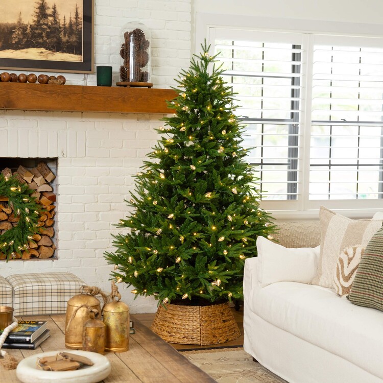 Nearly Natural 7ft. Pre-Lit Artificial Luxembourg Pine Christmas Tree with 340 Multicolored Traditional Bulb LED Lights - Image 3