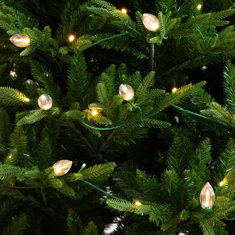 Nearly Natural 7ft. Pre-Lit Artificial Luxembourg Pine Christmas Tree with 340 Multicolored Traditional Bulb LED Lights - Image 10